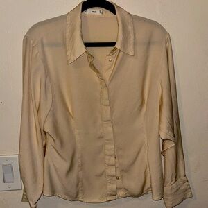 Mango light yellow long sleeve button down